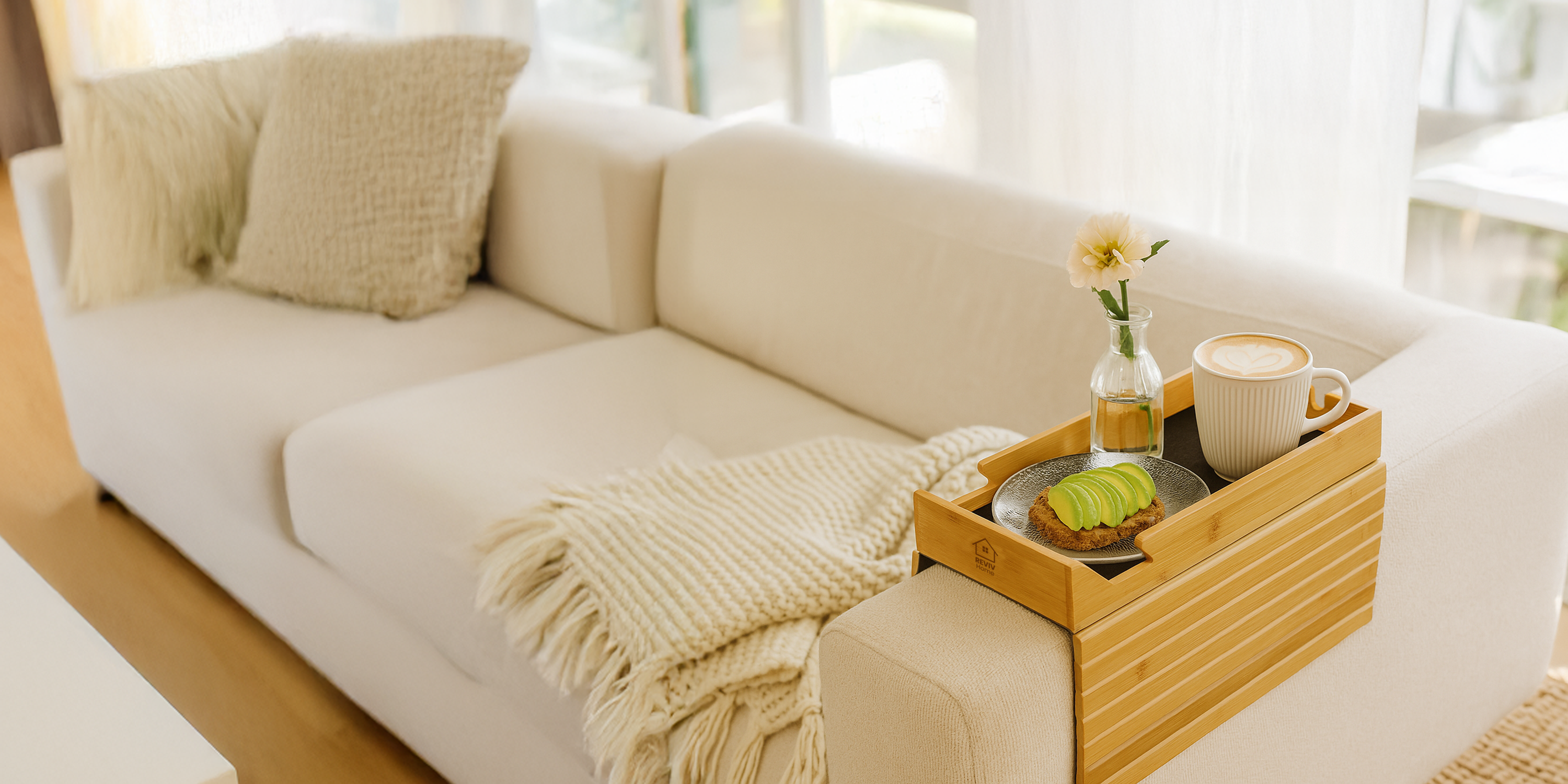 Bamboo Sofa Arm Tray Table