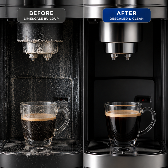 Limescale buildup inside coffee machine